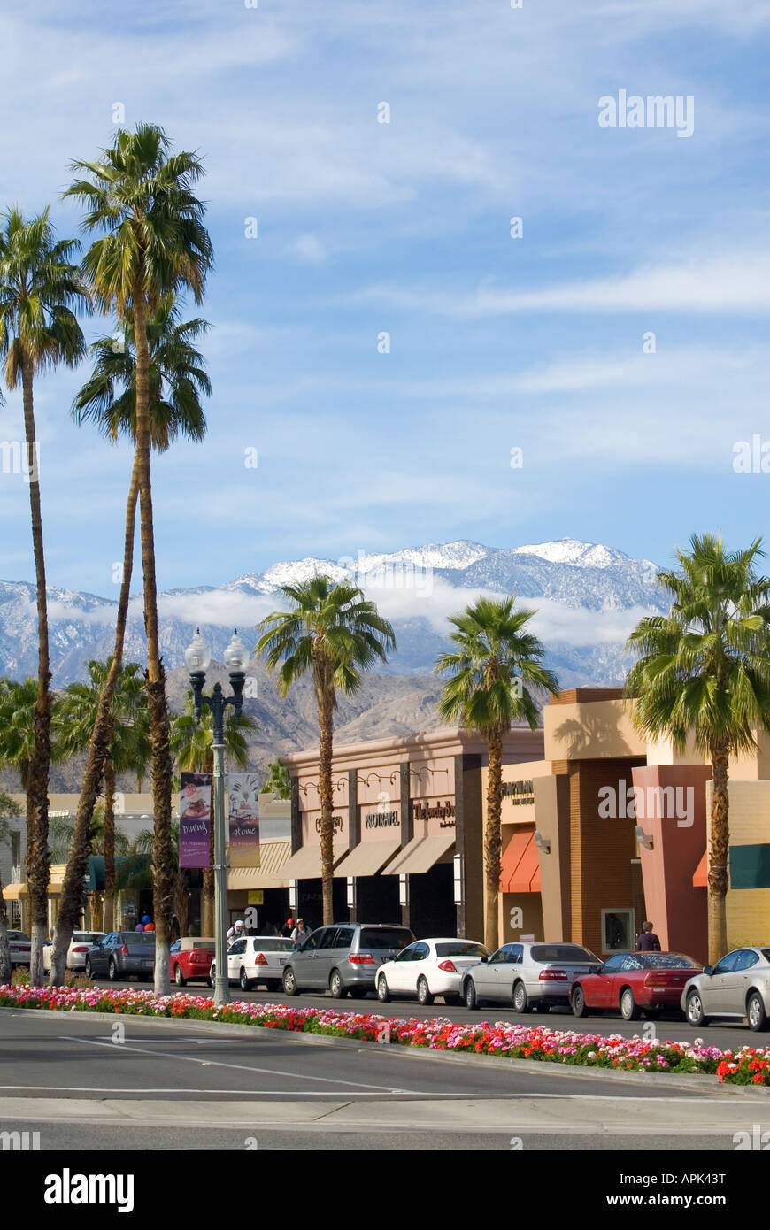 El Paseo la strada dello shopping di Palm Desert in California Foto Stock