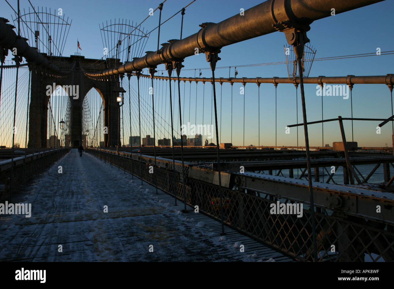 Ponte di Brooklyn Sunrise Foto Stock