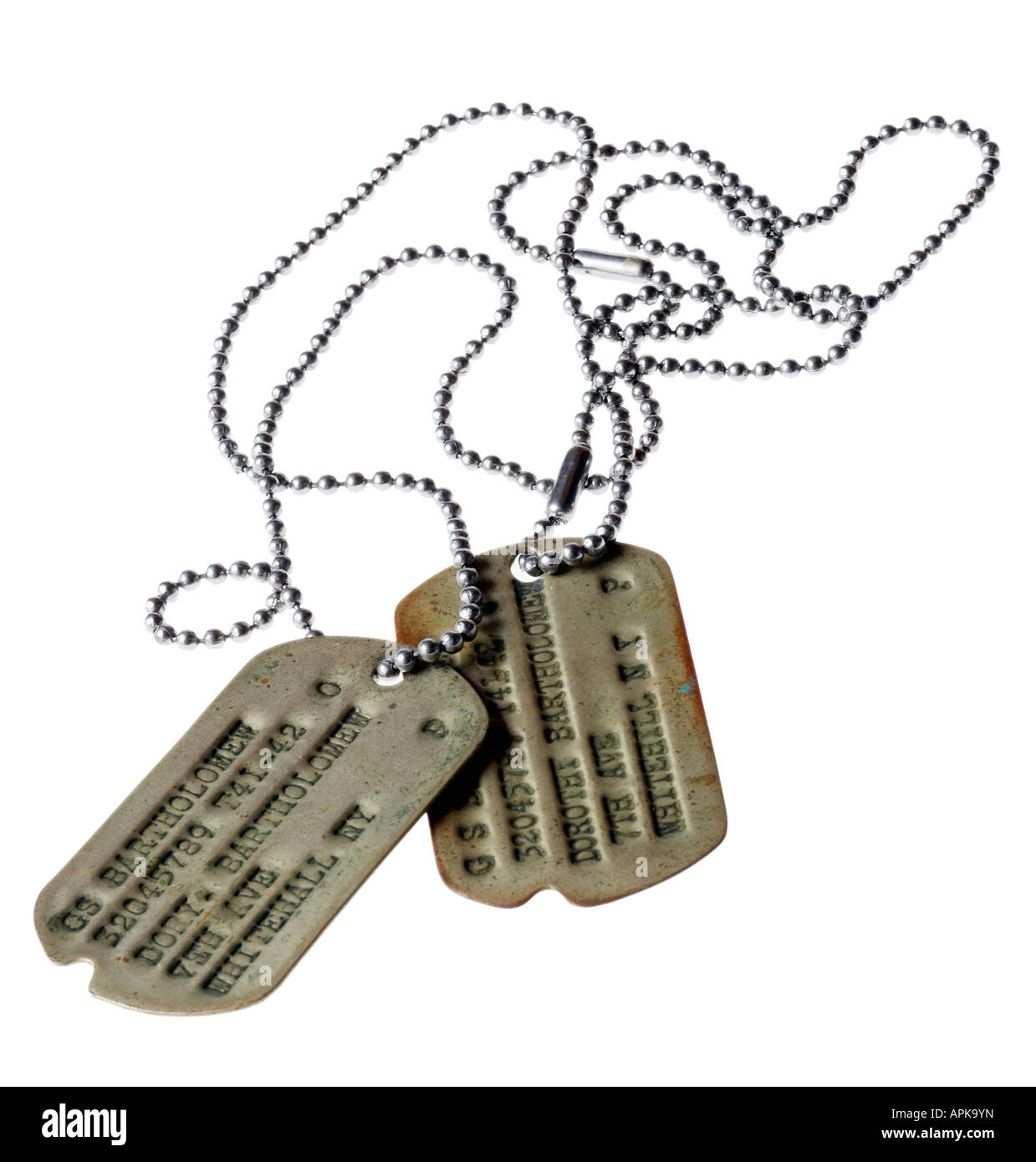 Dog tags militari Foto Stock