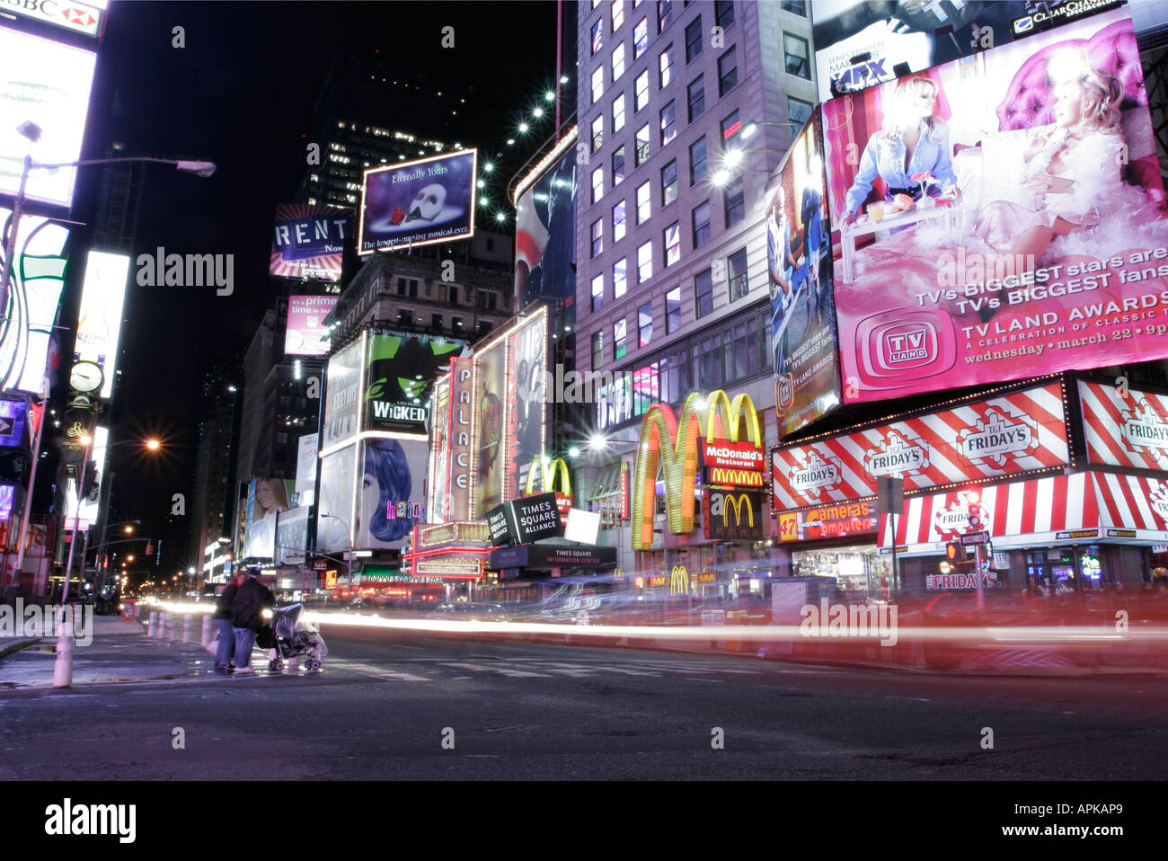 Time Square, New York. Luci abbagliante della città che non dorme mai. Manhatten America Foto Stock