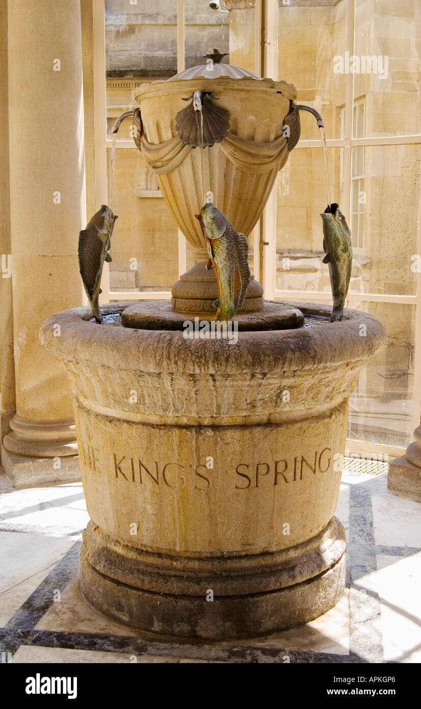 Ornano la Fontana di acqua per il bagno di acqua minerale in camera della pompa, bagno, England, Regno Unito Foto Stock