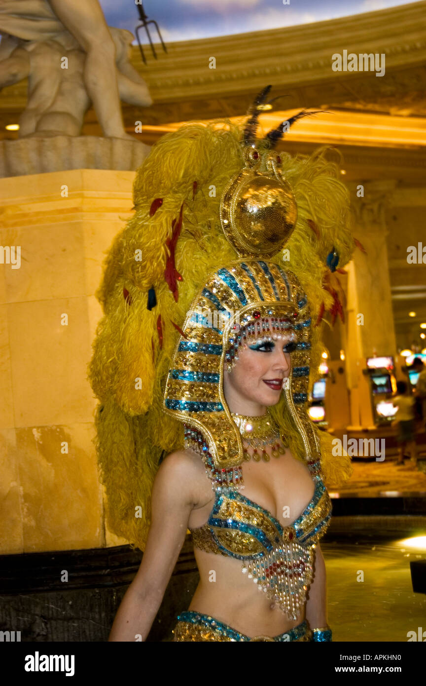 Intrattenitore Cleopatra al Caesars Palace a Las Vegas Nevada NV Las Vegas divertimento cittadino intrattenitore Cleopatra Foto Stock