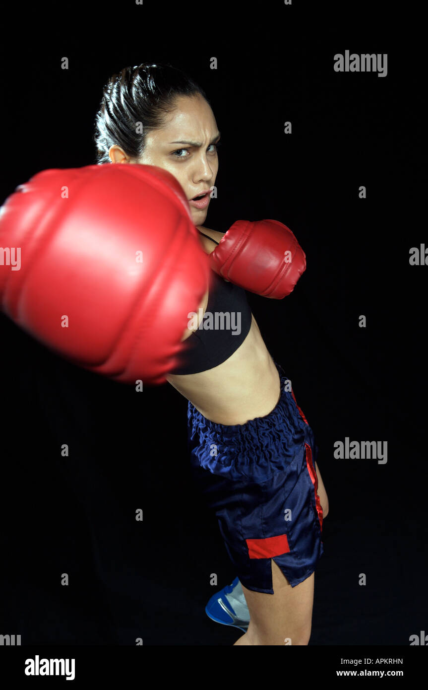 Boxer donna esercizio Foto Stock