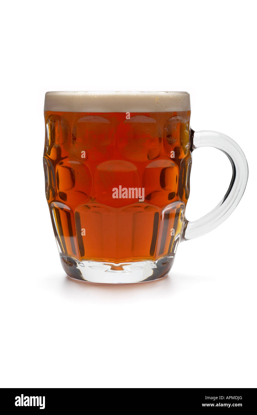 La pinta di birra in gestite mug Foto Stock