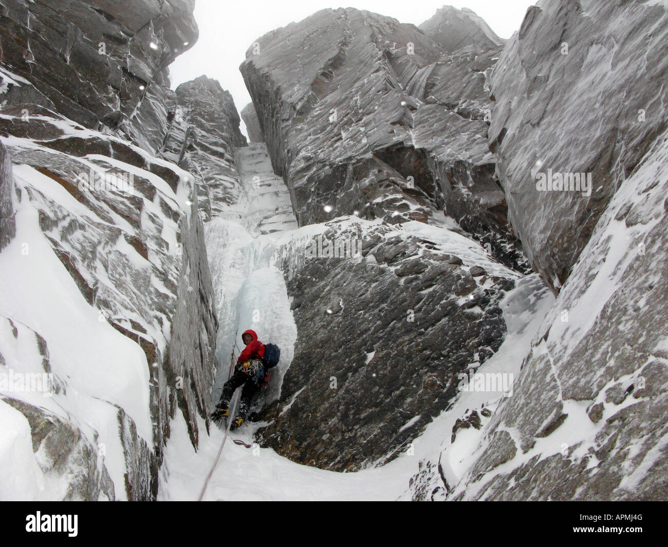 Arrampicata su ghiaccio a Terranova. Foto Stock