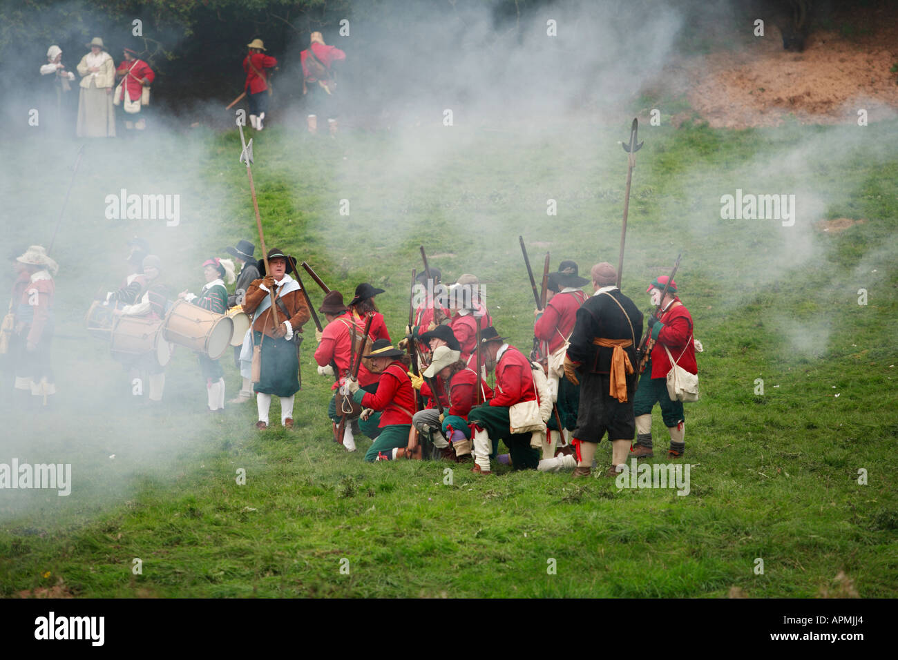 Una guerra civile rievocazione in Sandbach cheshire england eseguita dal Nodo sigillato la società. Foto Stock