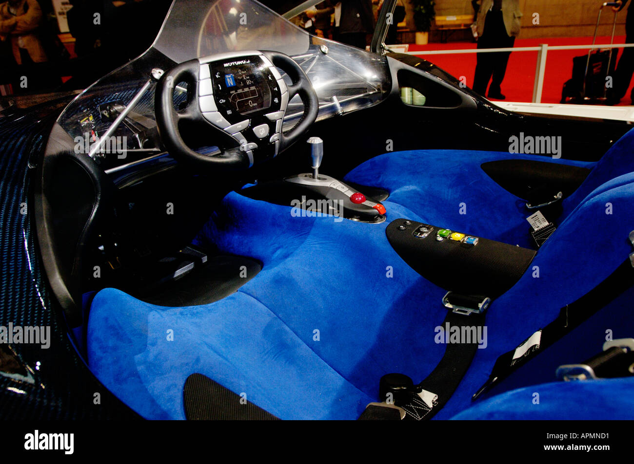 All'interno/cockpit vista della Maserati Birdcage al trentanovesimo Tokyo Motor Show di Tokyo in Giappone. Foto Stock