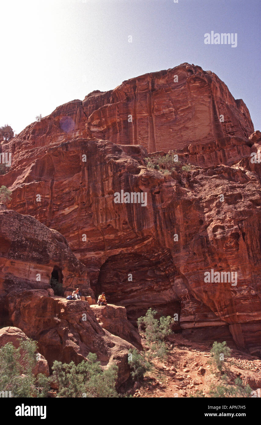 Giordania Wadi Farusa nell'Nabatean antica città di Petra Foto Stock