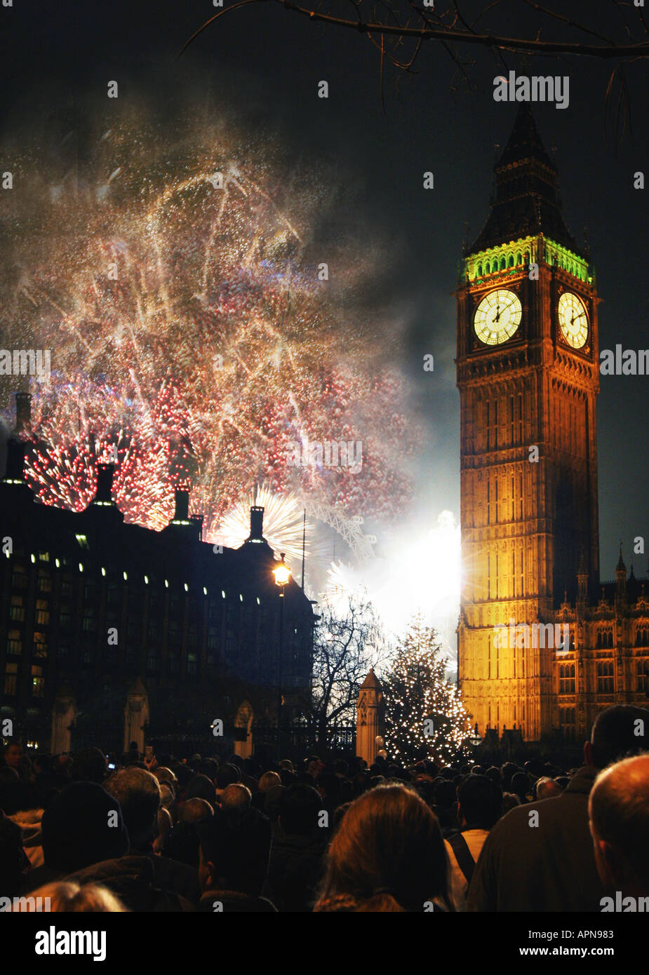 Festa di Capodanno in piazza del Parlamento di Londra Foto Stock