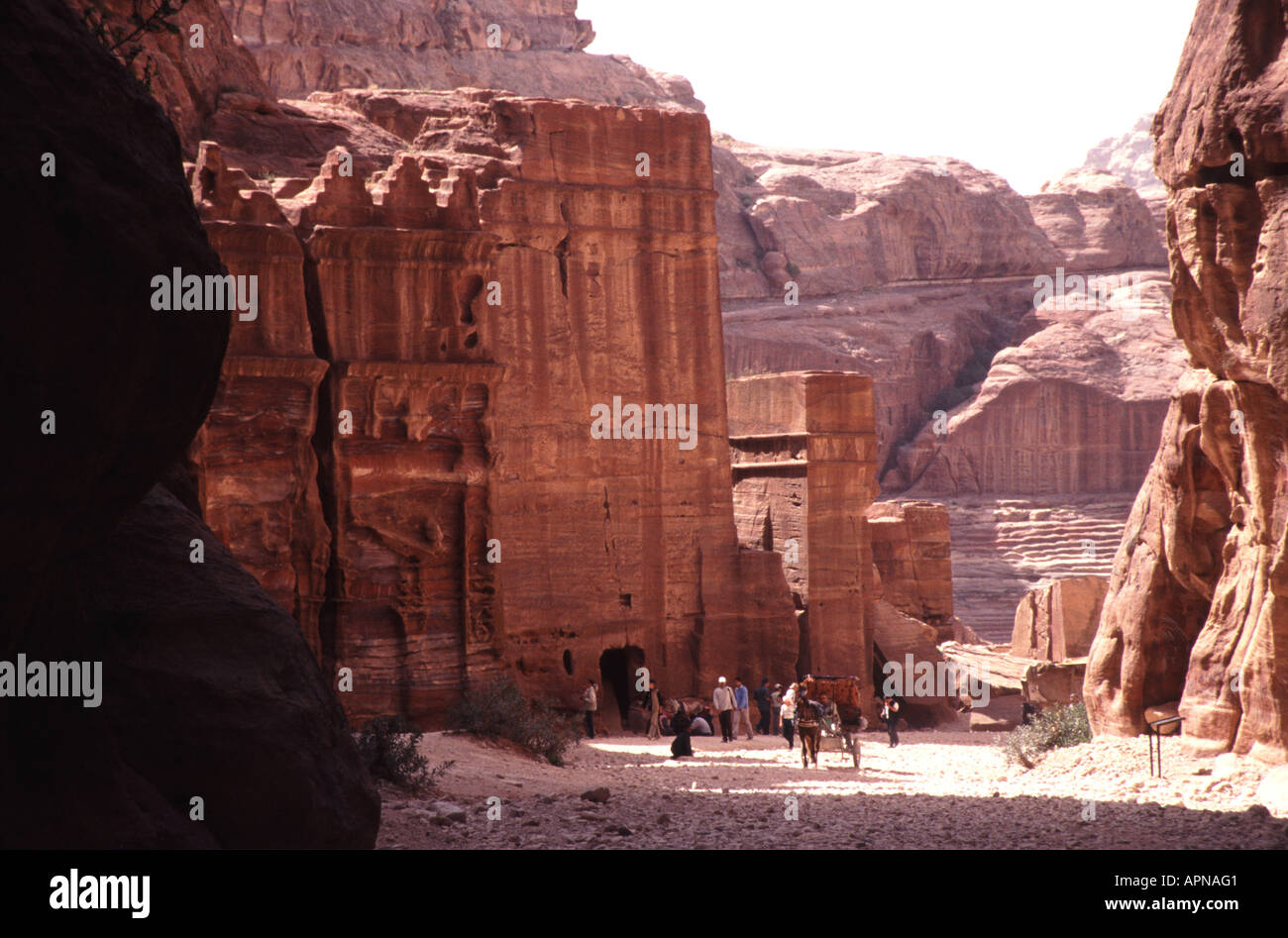 La Giordania la strada delle facciate nelle antiche Nabatean città di Petra Foto Stock