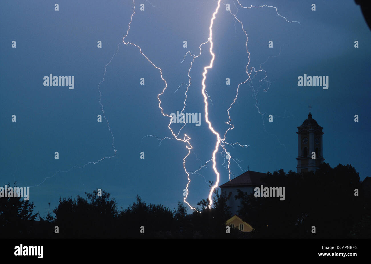 Tempesta, fulmine, tempesta flash, in Germania, in Baviera, Bad Birnbach Foto Stock