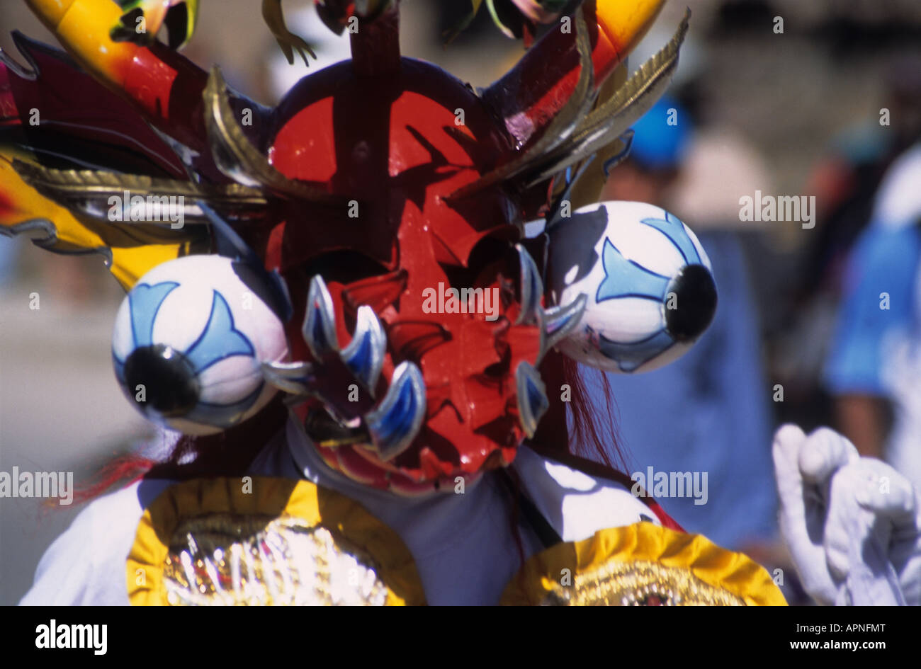 Masked Diablada ballerino, Chutillos festival, Potosi, Bolivia Foto Stock