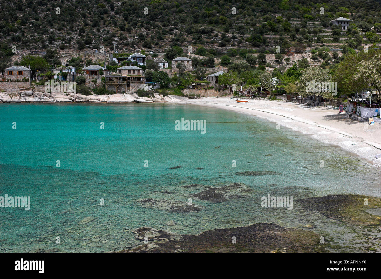 Alyki bay e spiaggia dell'isola di Thassos Grecia Foto Stock