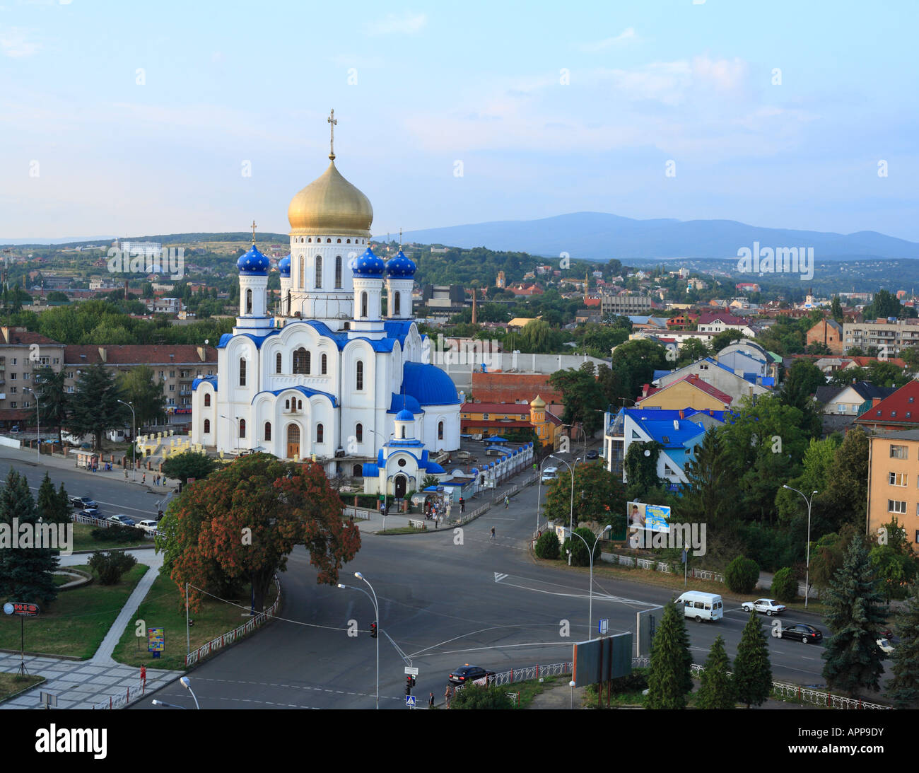 Russa moderna cattedrale ortodossa, Uzhhorod, Zakarpattia, Oblast di Ucraina Foto Stock