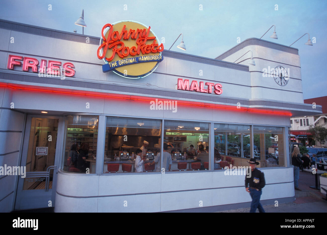 Diner ristorante Johnny Rockets a Melrose Avenue a Hollywood Los Angeles California USA Foto Stock