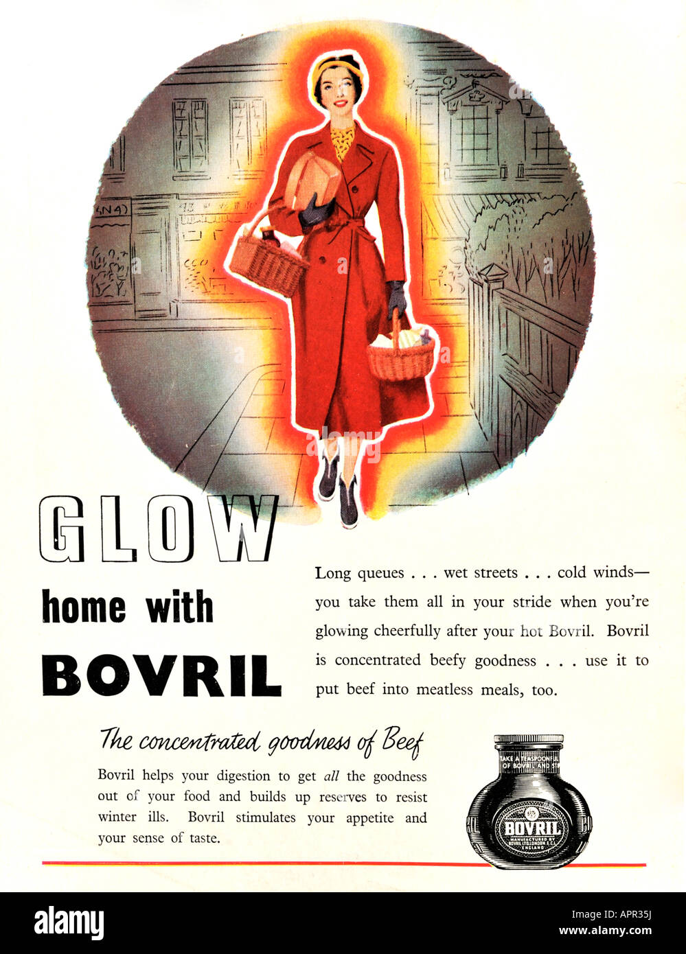 Annuncio Bovril 1952 per solo uso editoriale Foto Stock