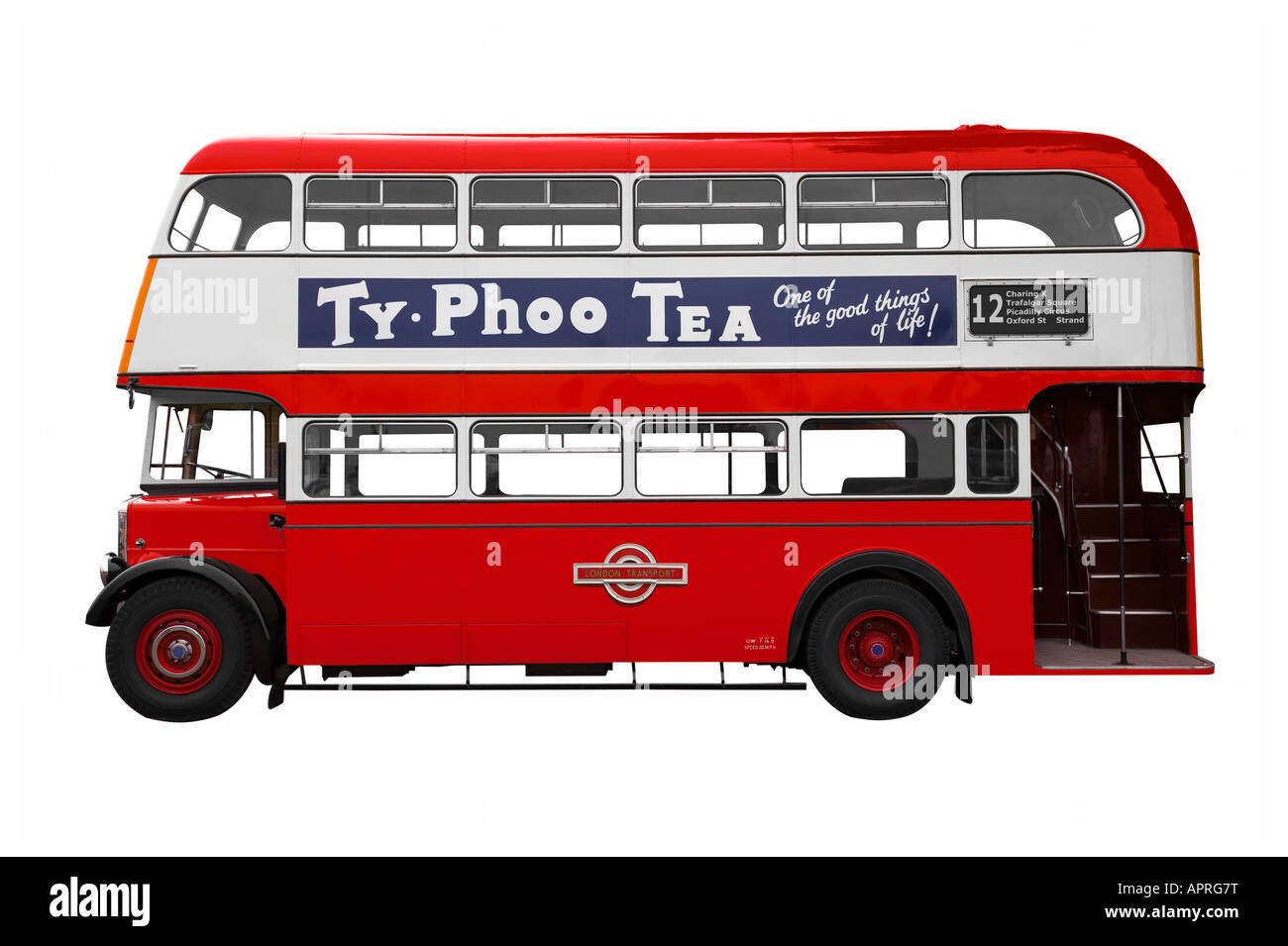 Vintage bus rosso a due piani isolato su bianco mi hanno anche lo stesso autobus disponibili nella mia galery con senza branding su di esso Foto Stock