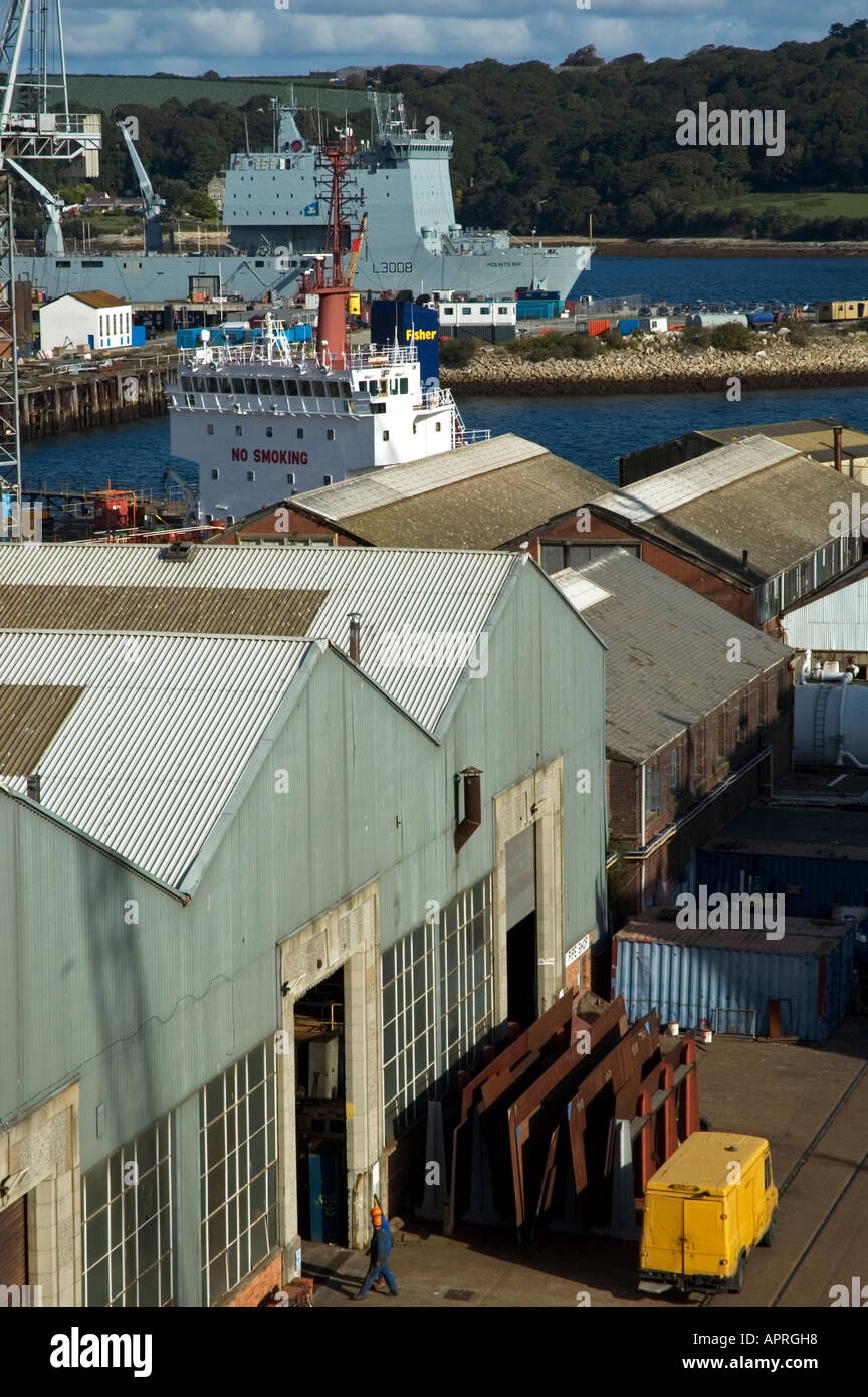 Edifici industriali a Pendennis Shipyard in falmouth,cornwall,Inghilterra Foto Stock