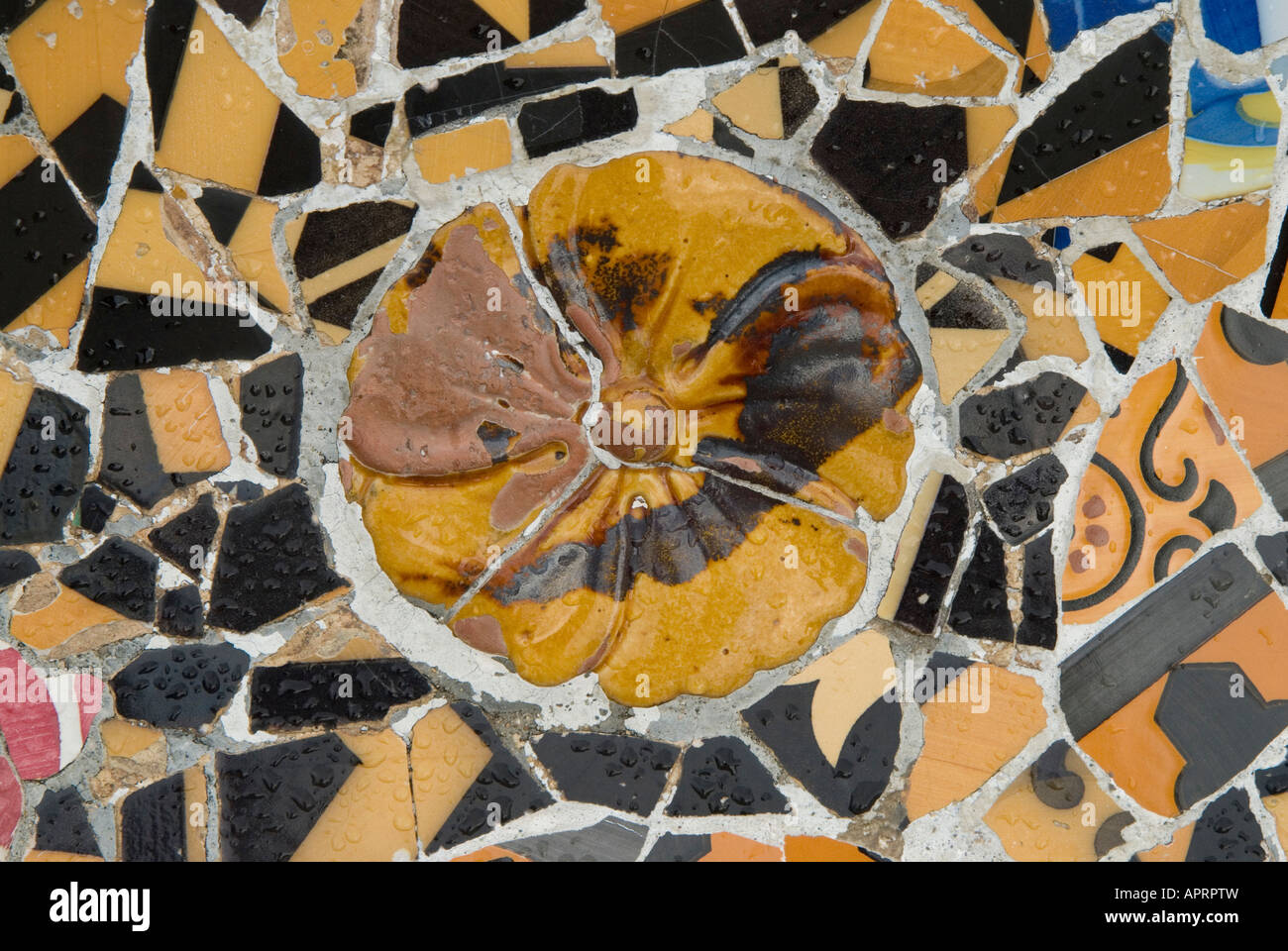 Mozaic in Parc Guell Barcellona Foto Stock