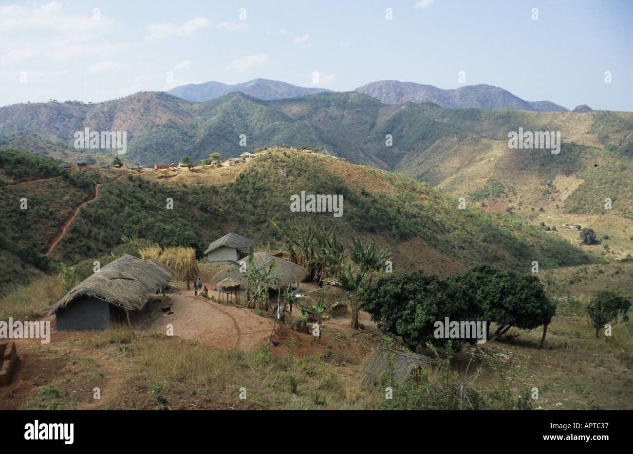 Il Malawi Africa Orientale insediamento lungo il percorso di Livingstonia Foto Stock