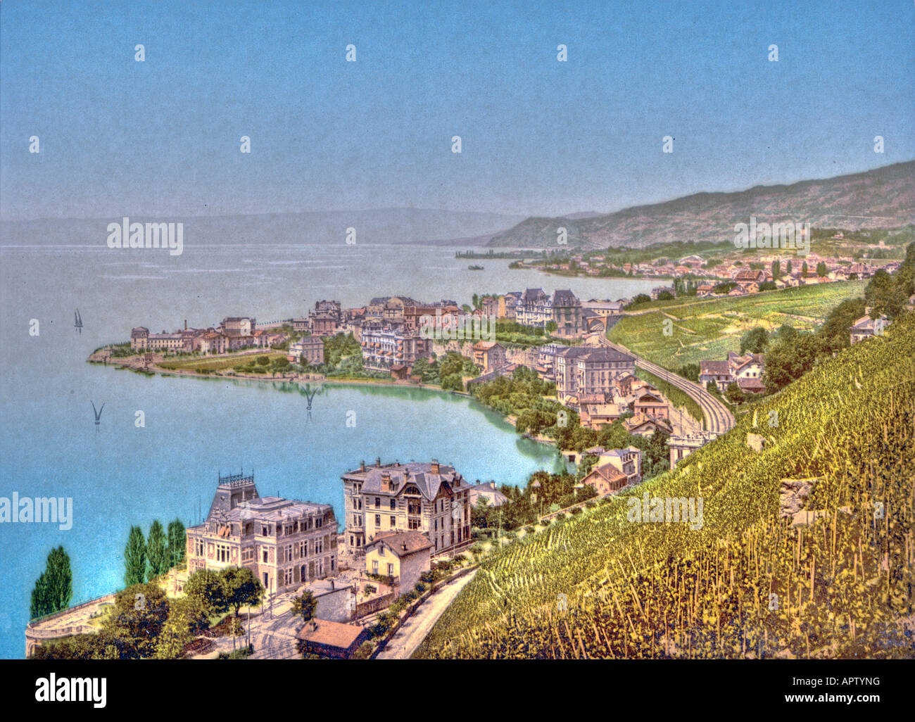 Montreux, e Clarens, del Lago di Ginevra Svizzera Foto Stock