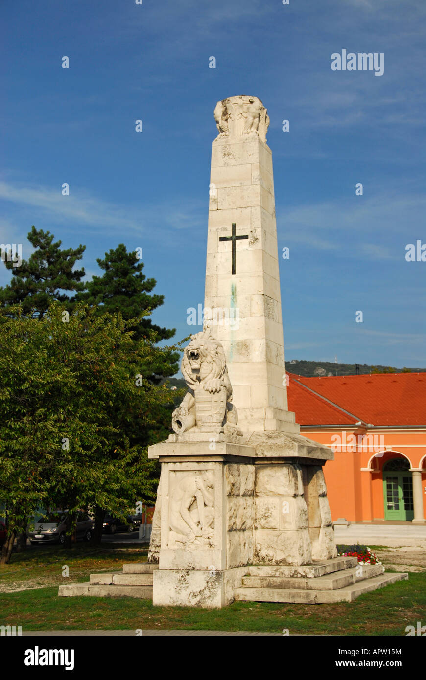 Prima Guerra Mondiale monumento, Esztergom, Ungheria Unione europea Foto Stock