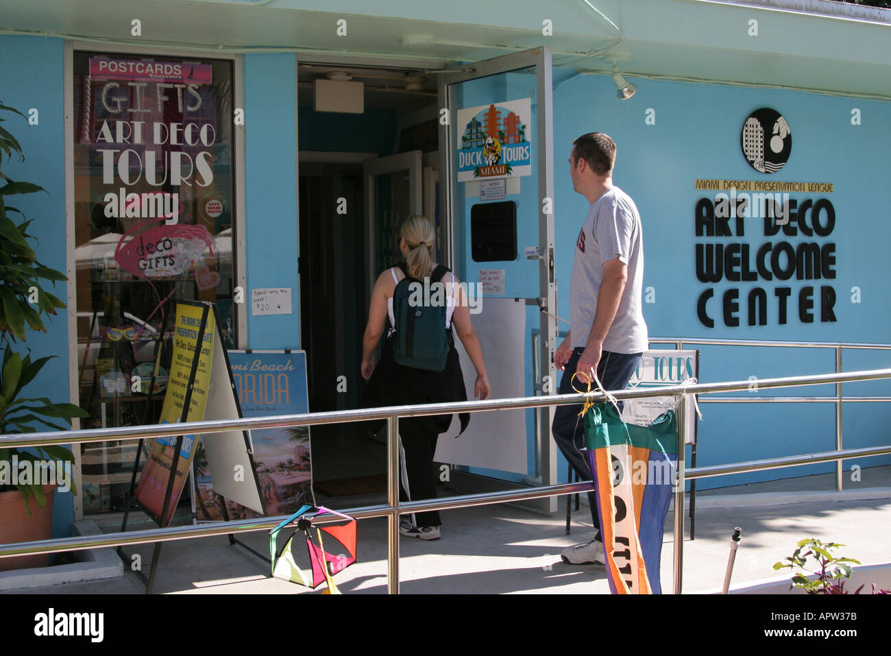 Miami Beach Florida,South Beach,Ocean Drive,Lummus Park,Art Deco Welcome Center,centro,turisti,visitatori viaggio viaggio turistico turismo landmar Foto Stock