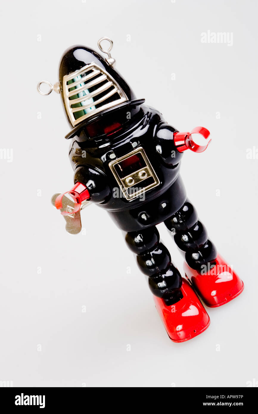 Giocattolo robot orologeria Foto Stock