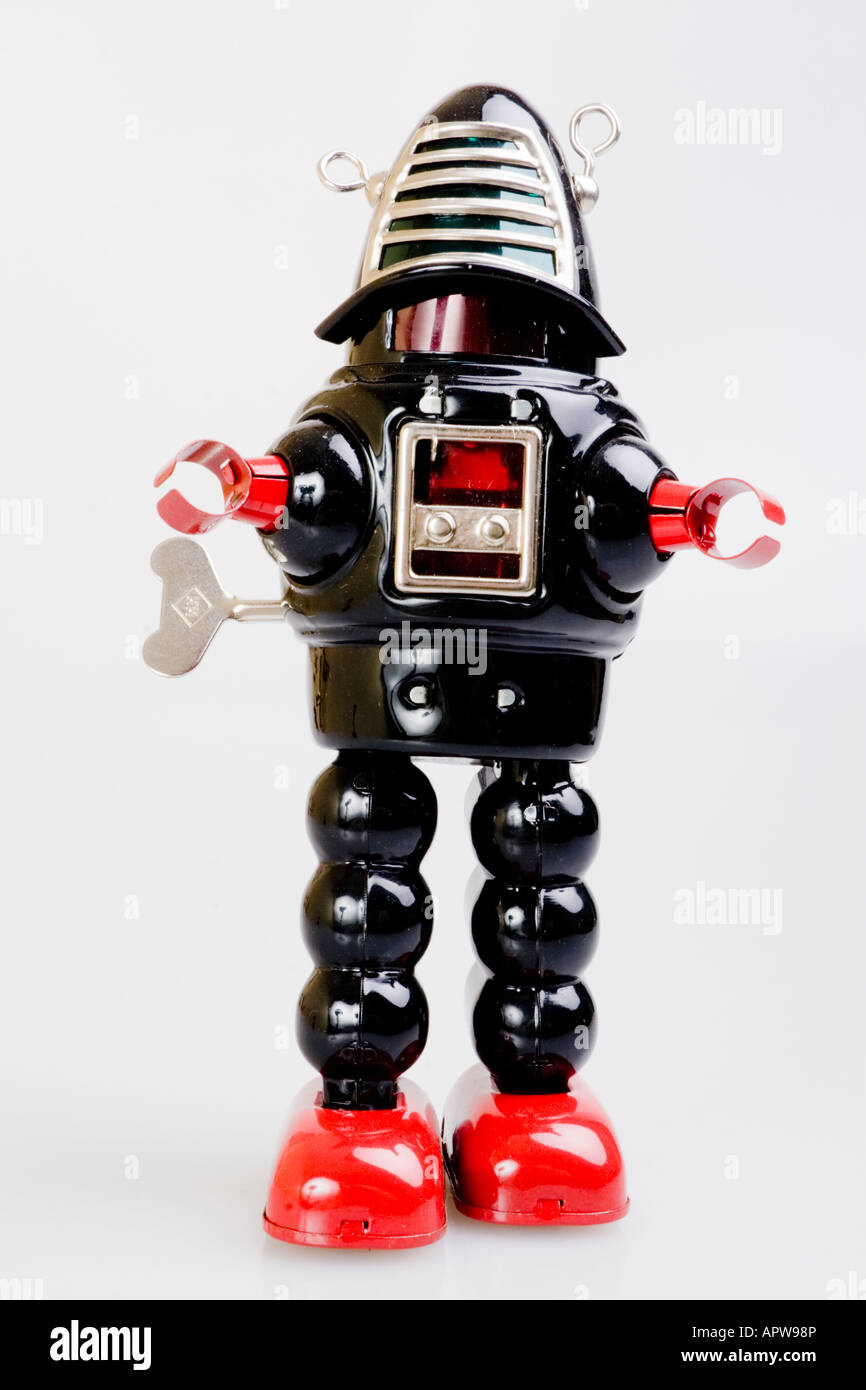 Giocattolo robot orologeria Foto Stock