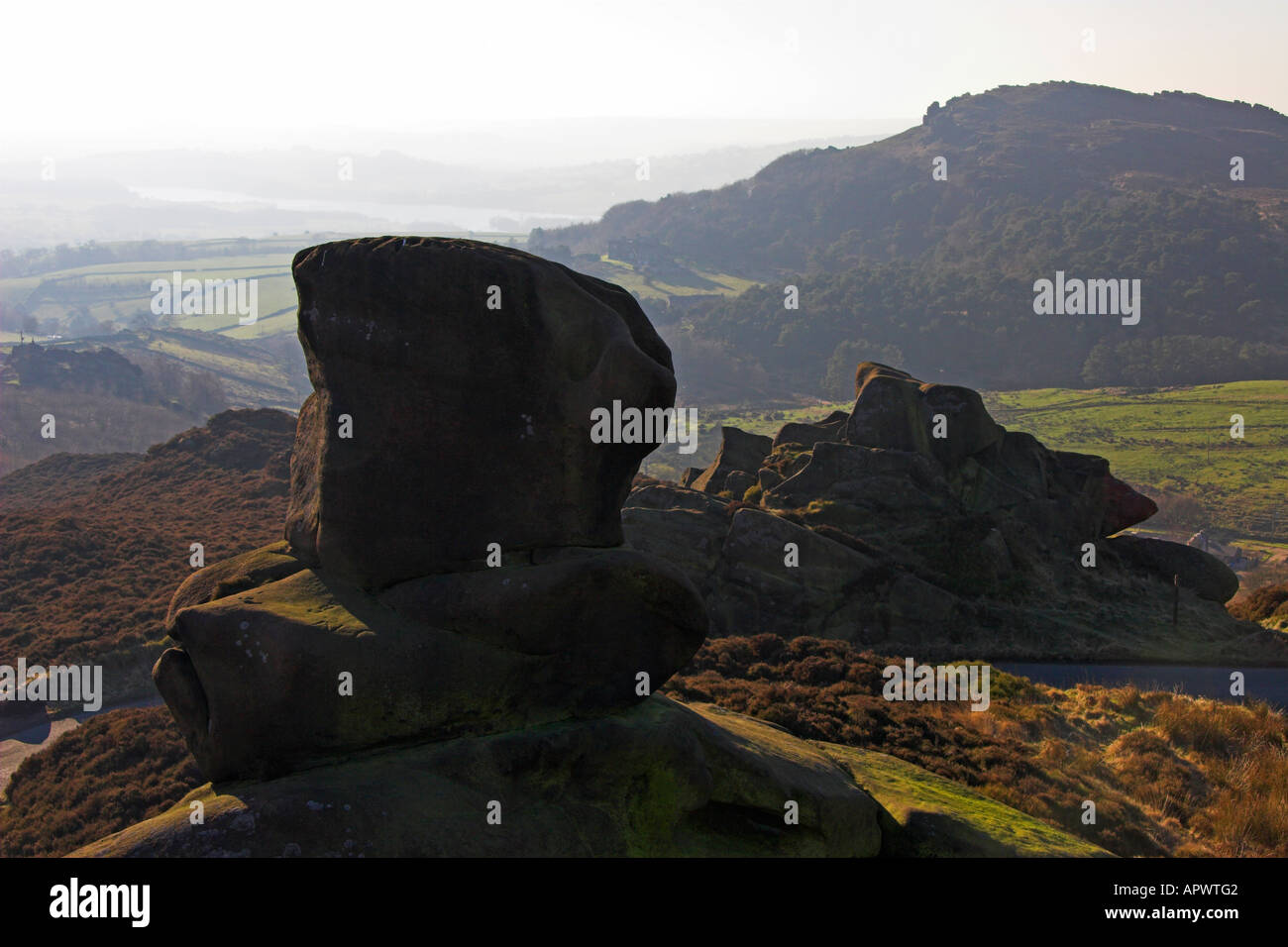 Ramshaw rocce, il roaches station wagon, Staffordshire Moorlands, Parco Nazionale di Peak District, Staffordshire, Inghilterra Foto Stock