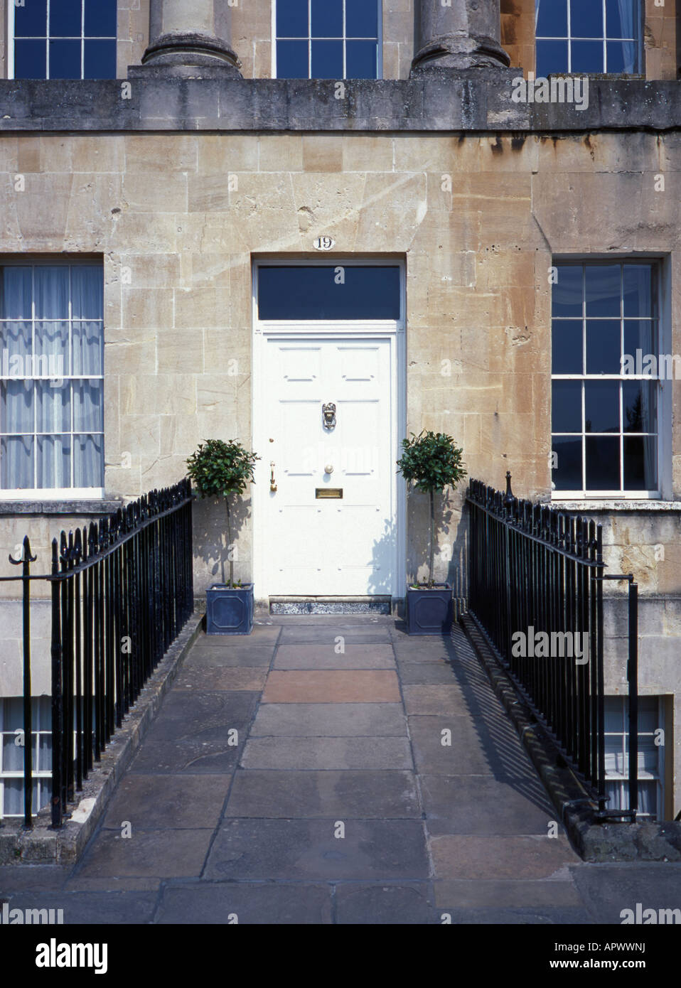 Numero 19, 'Royal Crescent', costruito in stile palladiano da John wood il giovane (1767-74), bagno, Somerset, Inghilterra, Regno Unito. Foto Stock