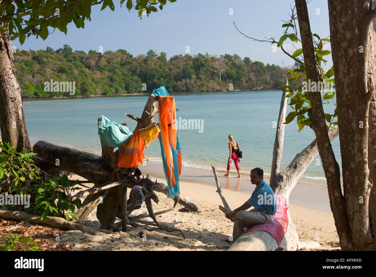 Spiaggia, isole Andaman, India Foto Stock