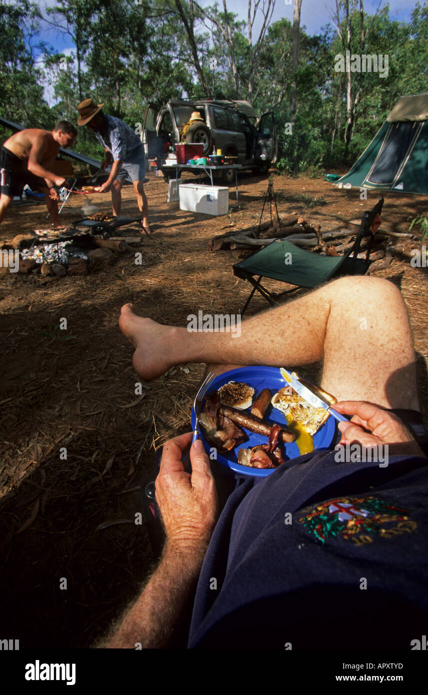 Bush barbecue, Cape York Peninsula, Australien, Queensland, barbecue, campeggio a 4WD tour, Cape York Peninsula Allrad-Tour, Camp Foto Stock