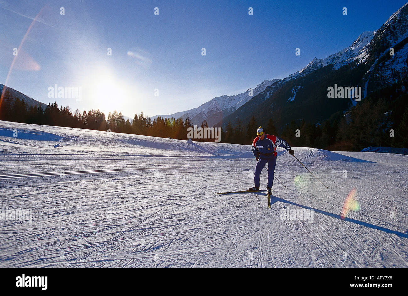 Sci di fondo al Lago di Anterselva Anterselva, Alto Adige Italia Foto Stock