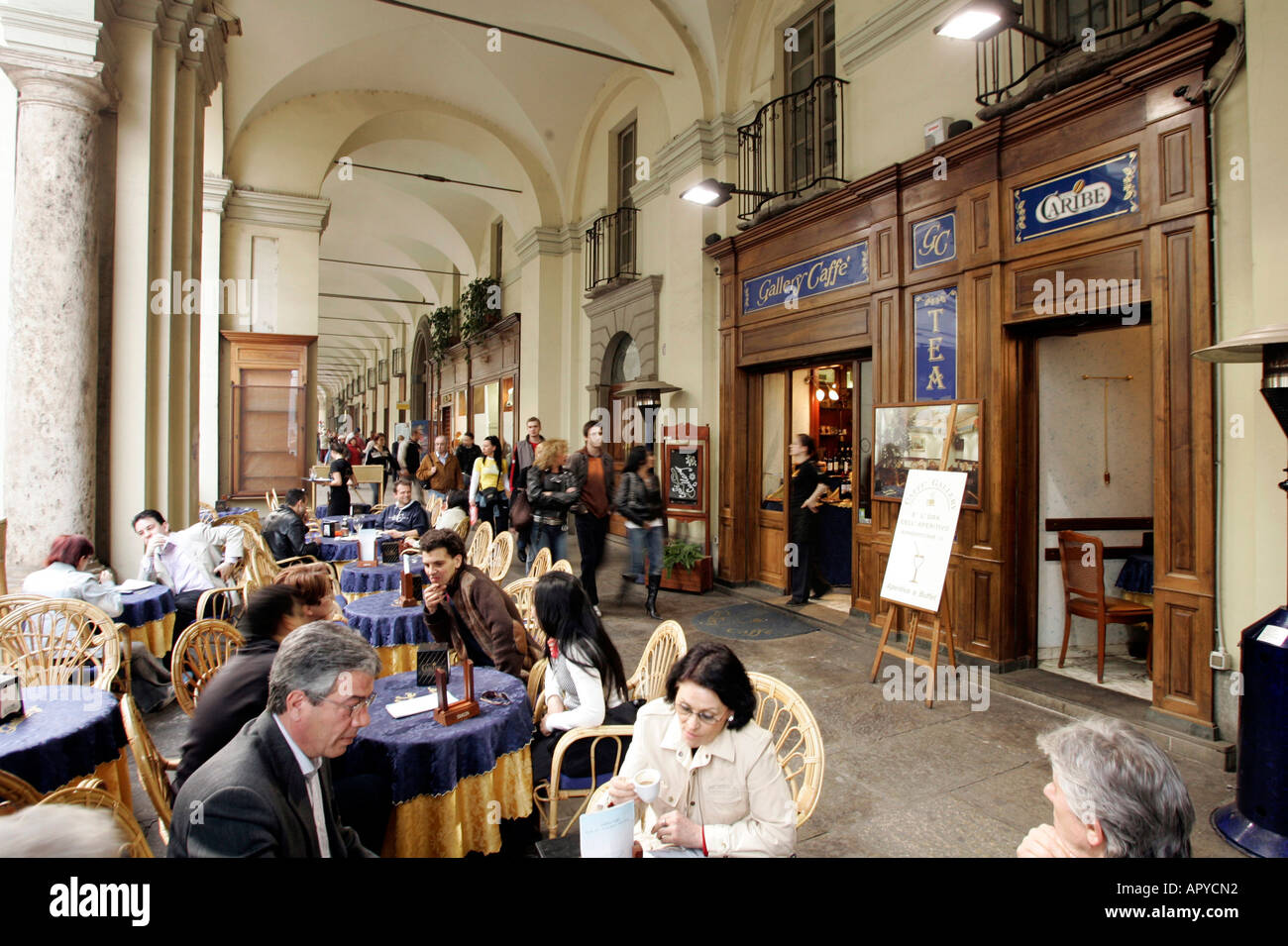 Via Po, Cafe Gallery, Torino Piemonte Italia Foto Stock