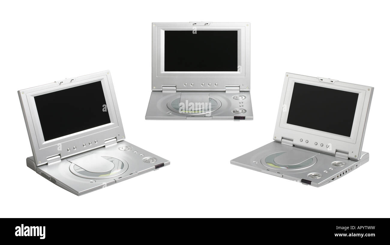 Lettore DVD portatile da diverse angolazioni Foto Stock
