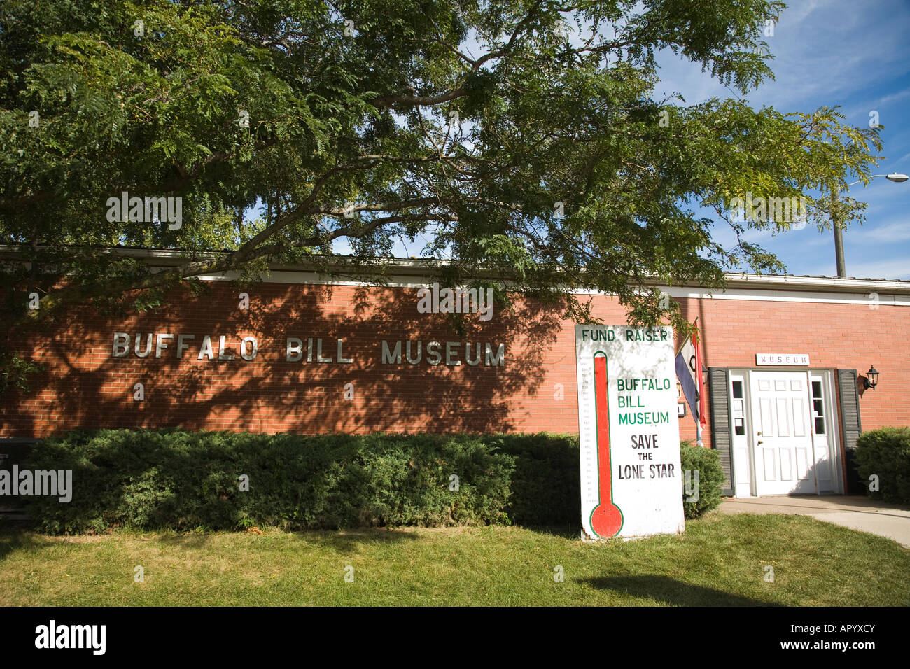 IOWA LeClaire museo di Buffalo Bill termometro mostra obiettivo la raccolta di fondi e di progresso Foto Stock