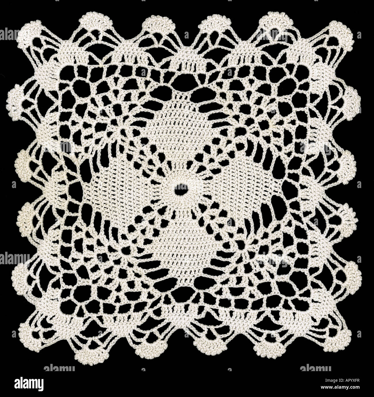 Annodato retrò pattern di pizzo nero su sfondo di esclusione Foto Stock