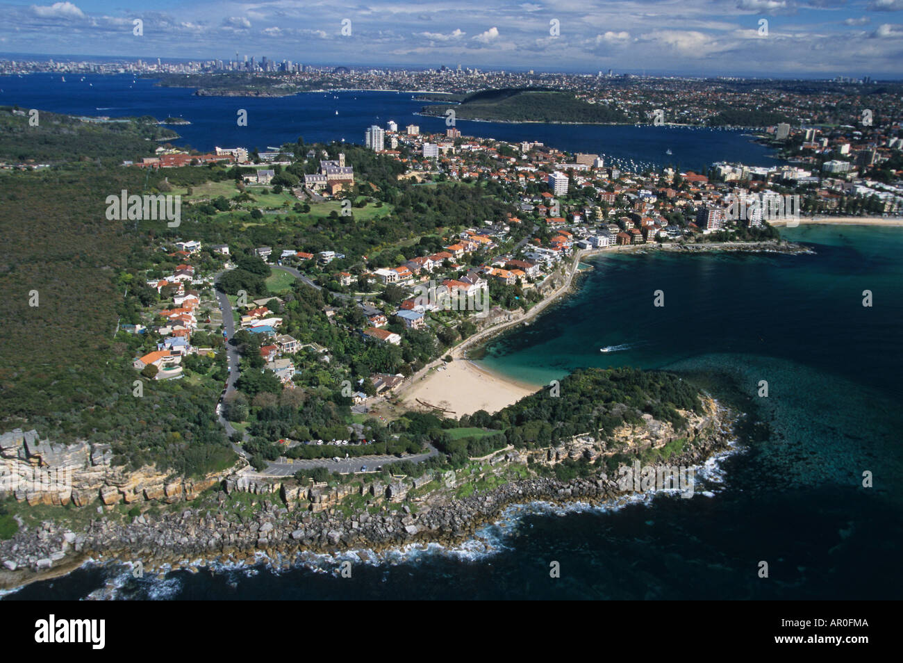 Il Porto di Sydney dall'aria, Australien, NSW, Sydney Harbour foto aerea, Luftaufnahme von Harbour und Stadtviertel Foto Stock