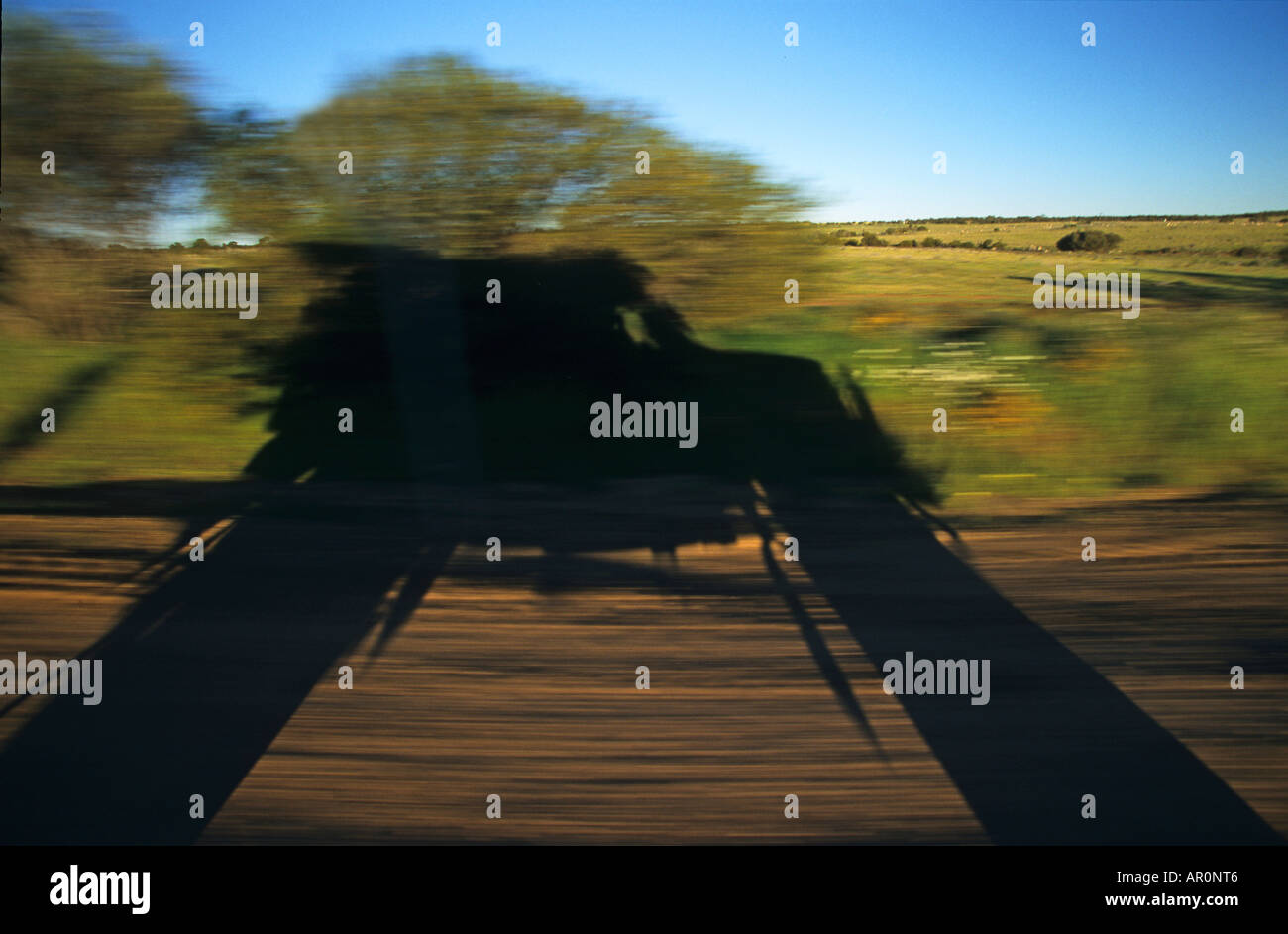 Trazione a 4 ruote motrici ombra su strada sterrata, Australien, outback, la trazione a quattro ruote motrici ombra su strada sterrata, Allrad Schatten auf der Piste Foto Stock