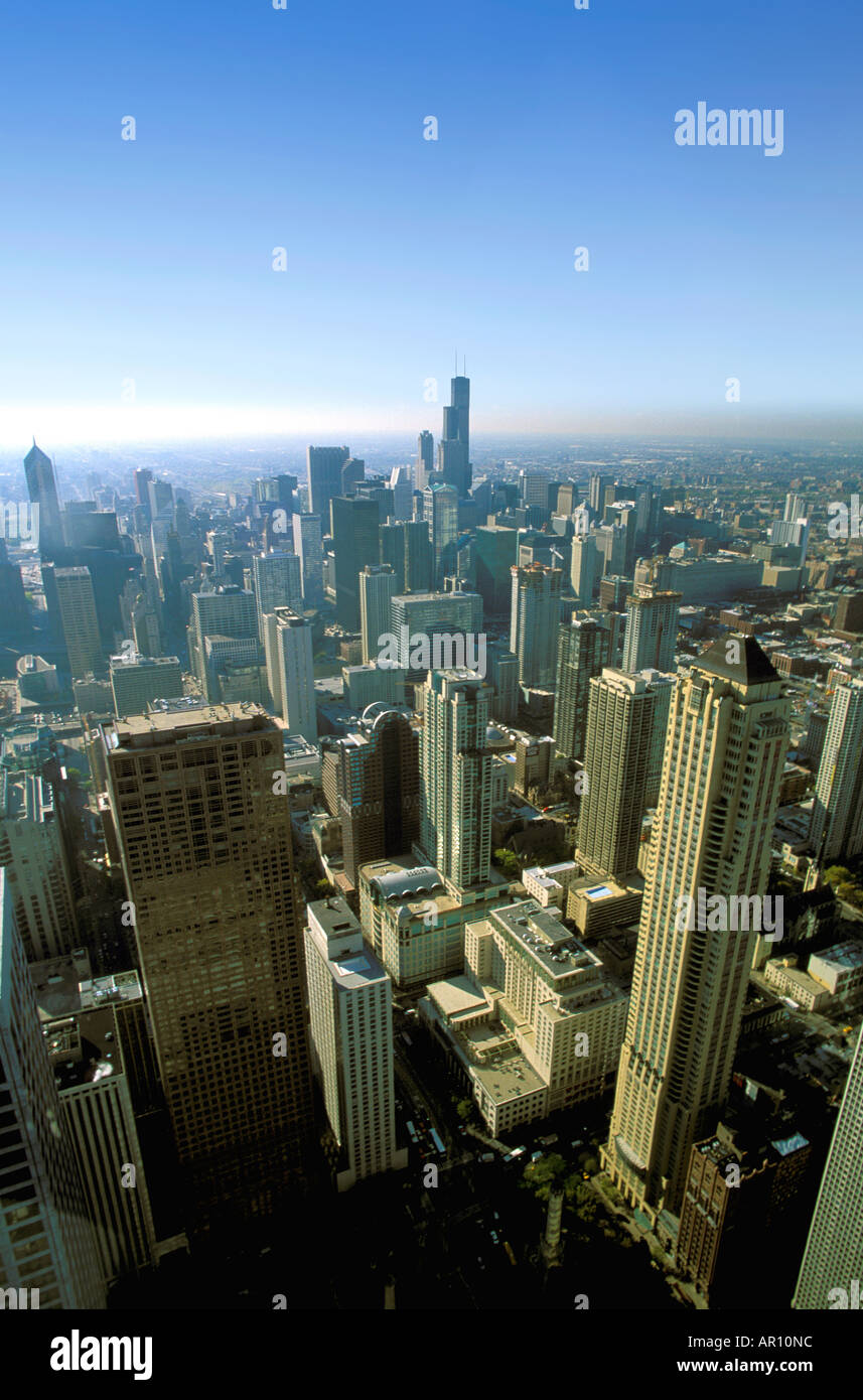 Una splendida vista di Chicago dal bellissimo John Hancock Center e di un Osservatorio nel centro di Chicago STATI UNITI D'AMERICA Foto Stock