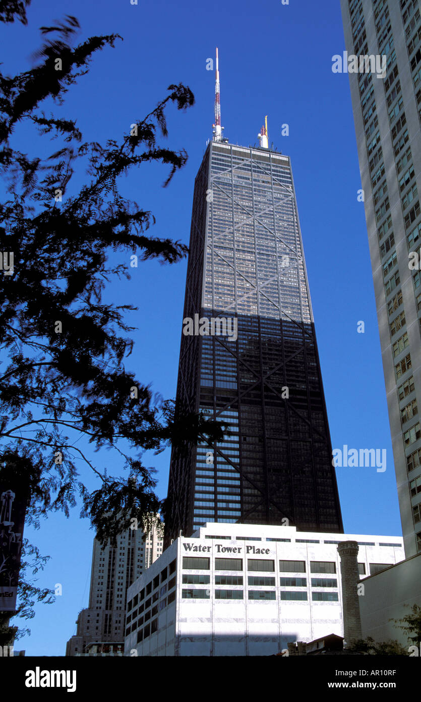 La bellissima John Hancock Center e di un Osservatorio nel centro di Chicago STATI UNITI D'AMERICA Foto Stock
