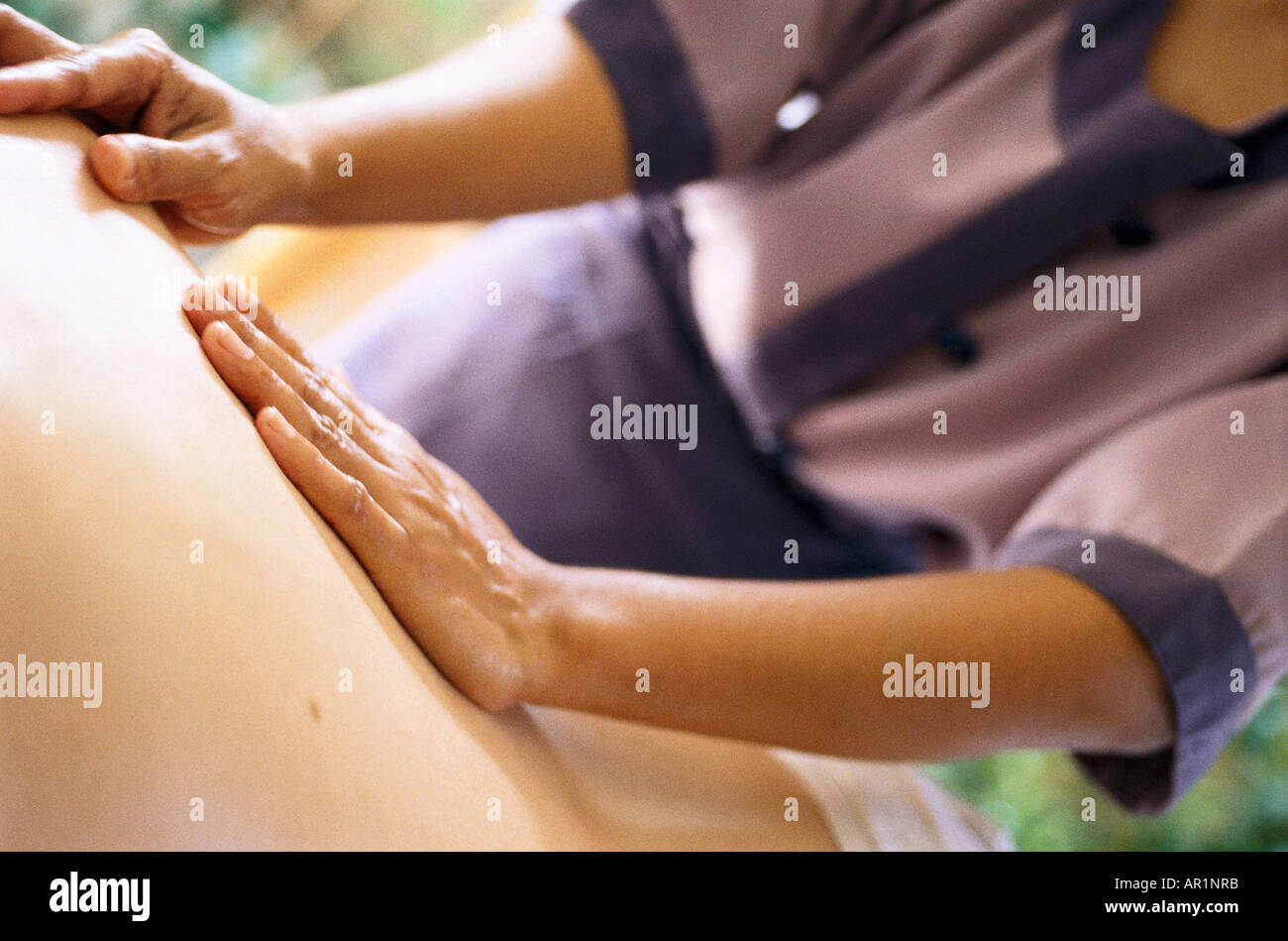 Massaggi, Hotel spa Banyan Tree Vabbinfaru, Maledive Isola Foto Stock