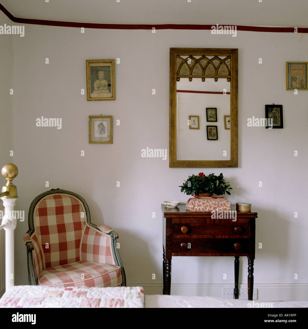 Particolare di una camera da letto in un Wiltshire country house Foto Stock