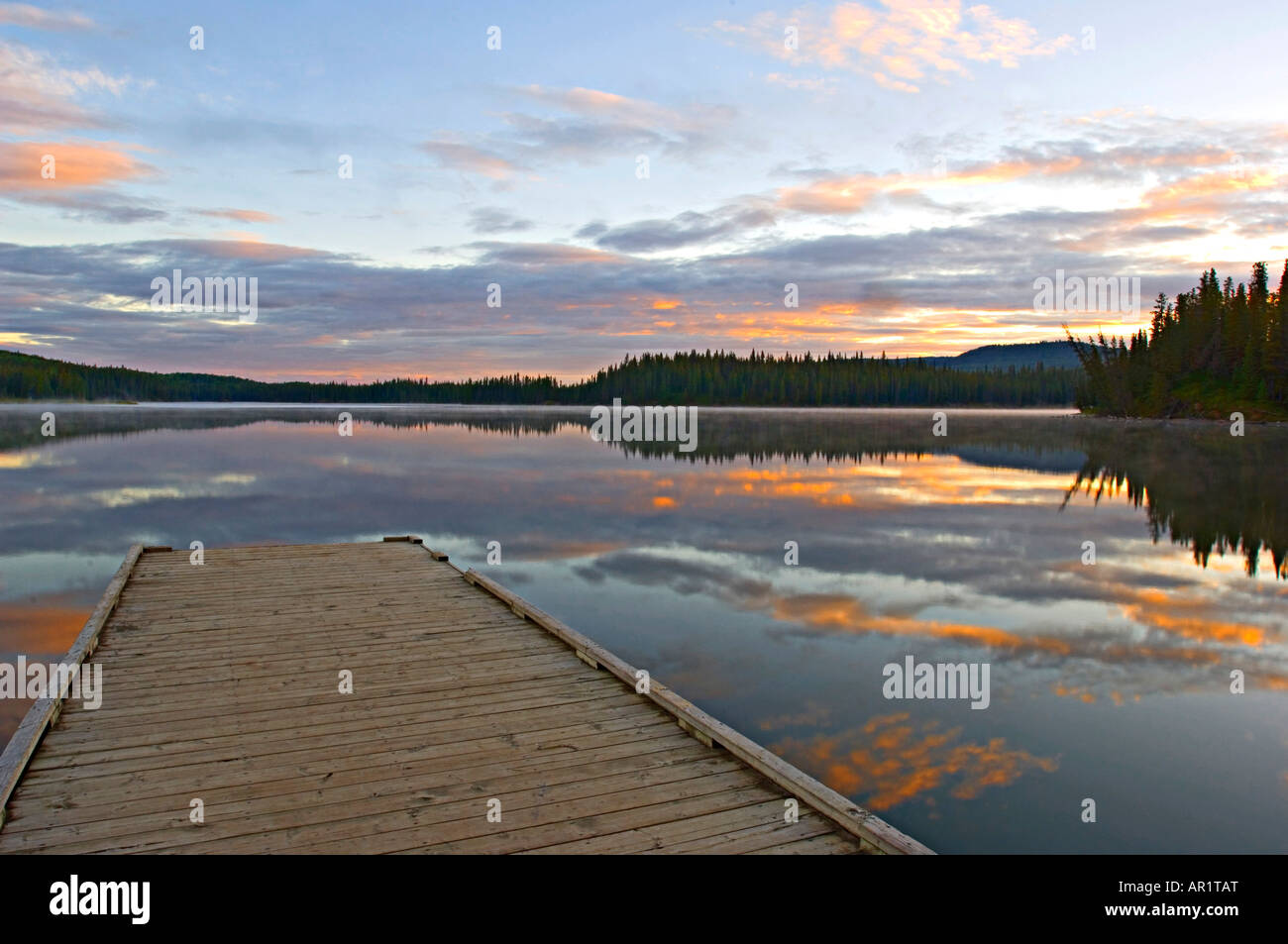 Jarvis lago in barca dock Foto Stock