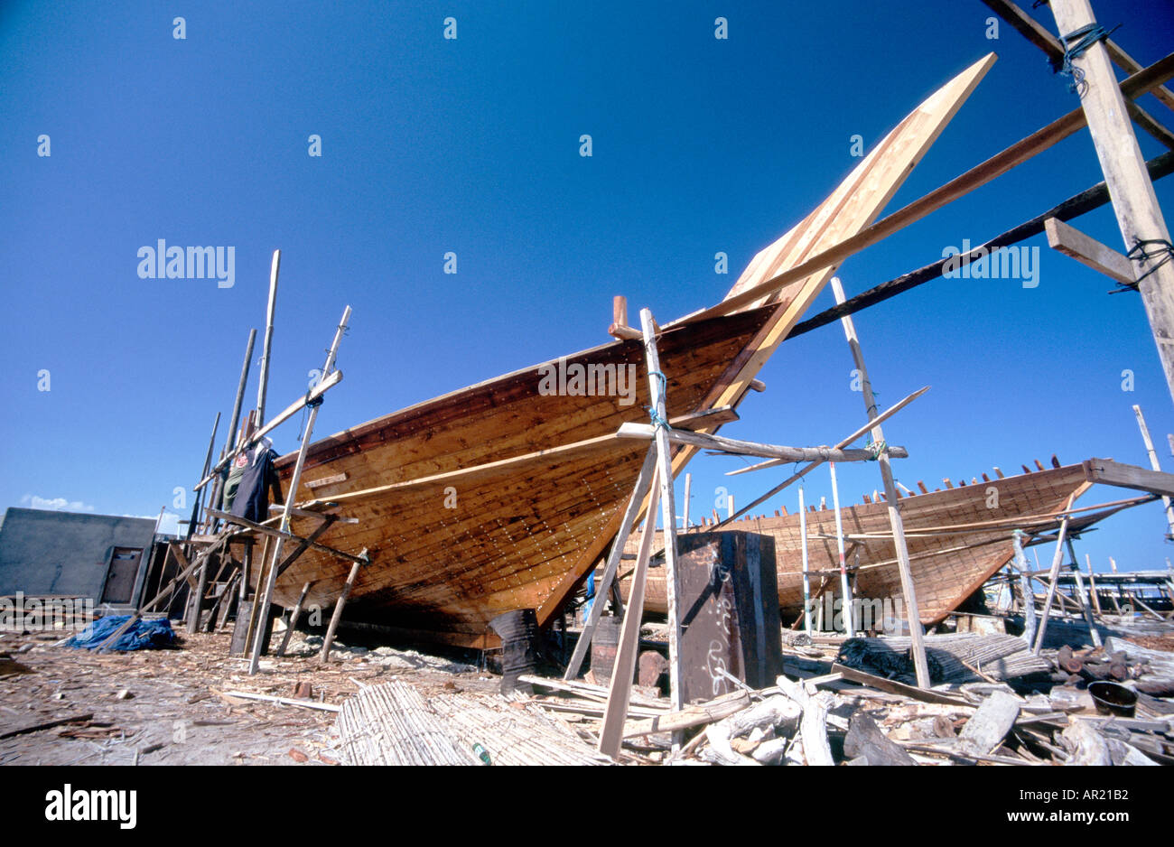 Dhow nel cantiere navale In Sur In Oman Foto Stock