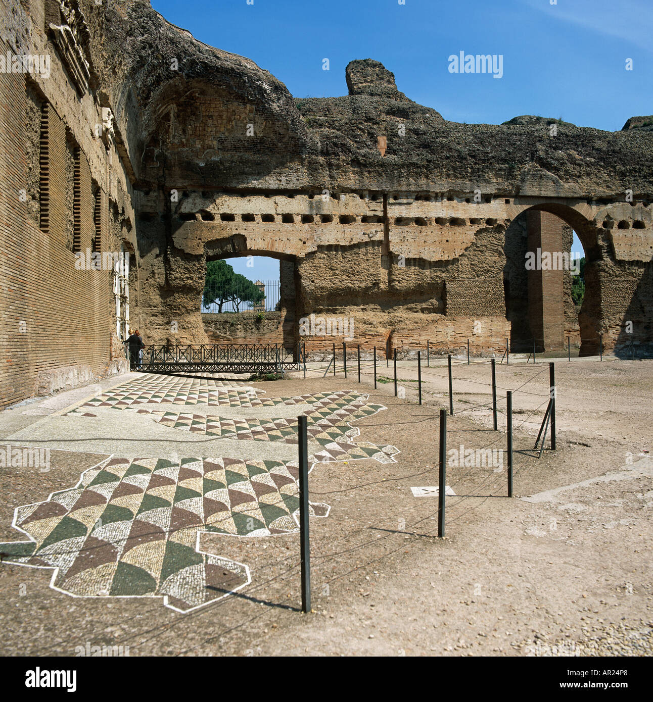 Pavimento in marmo delle antiche Terme Il Forum Roma Italia Europa Foto Stock