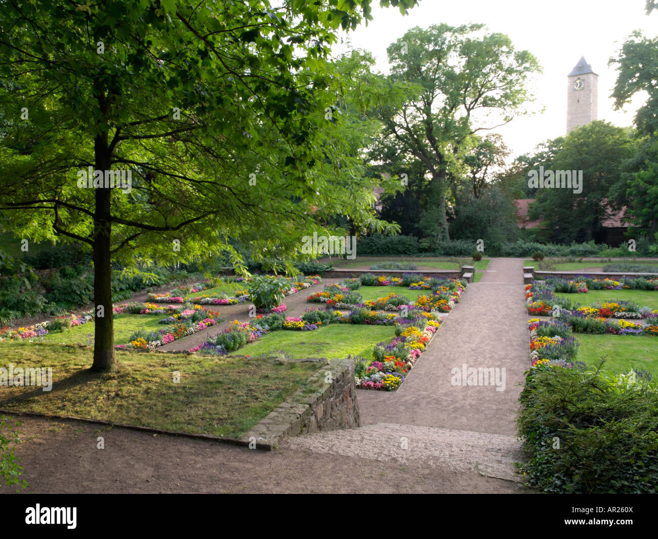 Amtsgarten e castello giebichenstein, Halle an der Saale Germania Foto Stock