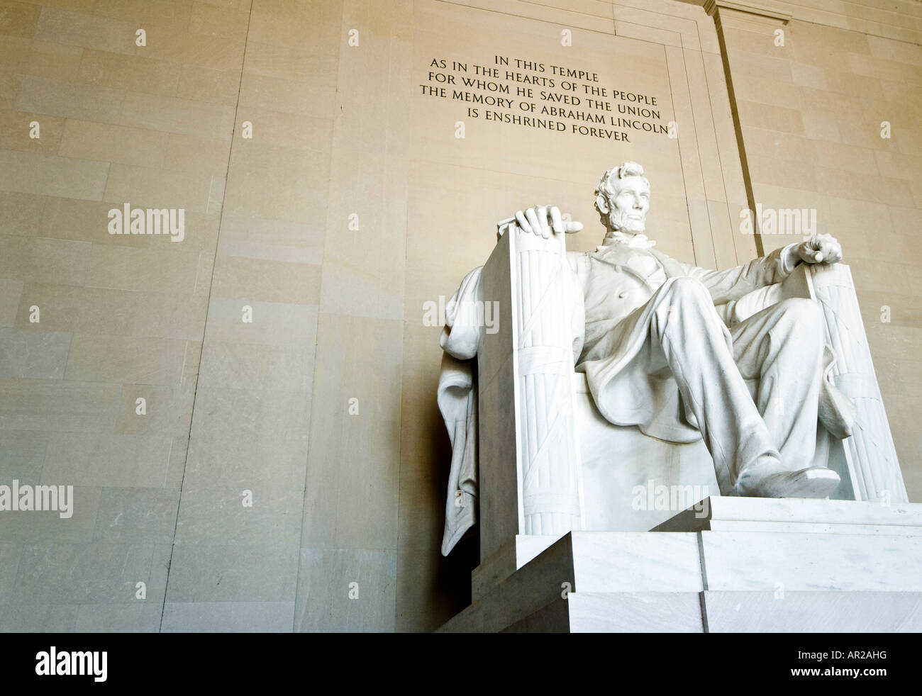 WASHINGTON DC, Stati Uniti d'America - Statua di Abramo Lincoln sull'interno del Lincoln Memorial Foto Stock