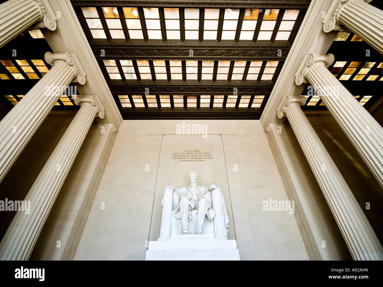 WASHINGTON DC, Stati Uniti d'America - Statua di Abramo Lincoln sull'interno del Lincoln Memorial Foto Stock
